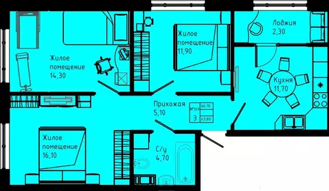 3-к кв. Ленинградская область, Коммунар г. Гатчинский муниципальный ...