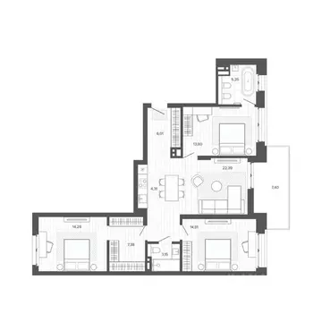 4-к кв. Алтайский край, Барнаул ул. Сизова, 20 (98.89 м)