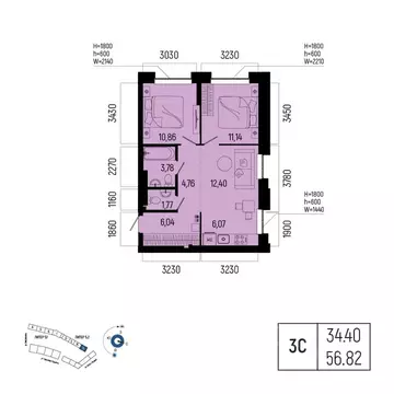 3-к кв. Башкортостан, Уфа Глумилино-1 мкр, Новатор жилой комплекс ...