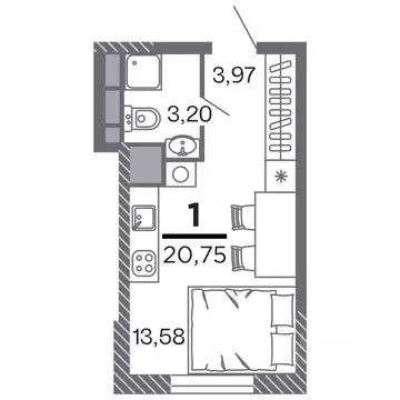 1-к кв. Рязанская область, Рязань Петра и Февронии жилой комплекс ...