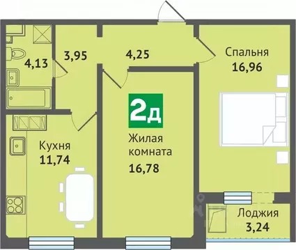 2-к кв. Марий Эл, Медведево городское поселение, Медведево пгт ул. ...