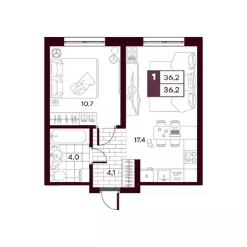 1-к кв. Тюменская область, Тюменский муниципальный округ, д. Дударева ...