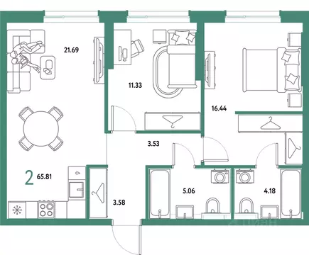 2-к кв. Московская область, Мытищи Страна.Парковая жилой комплекс ...