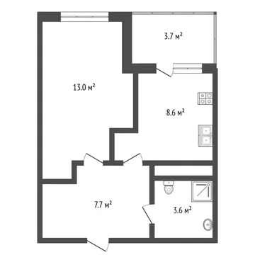 1-комнатная квартира: Тюмень, Дамбовская улица, 25к1 (36.5 м)