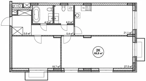 2-комнатная квартира: Нижний Новгород, посёлок Cовхоза Цветы (86.8 м)