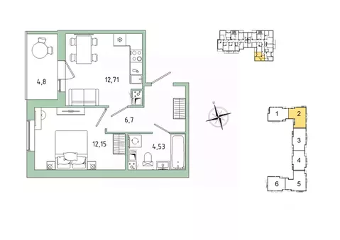 1-к кв. Ленинградская область, Гатчина Въезд мкр,  (38.49 м)