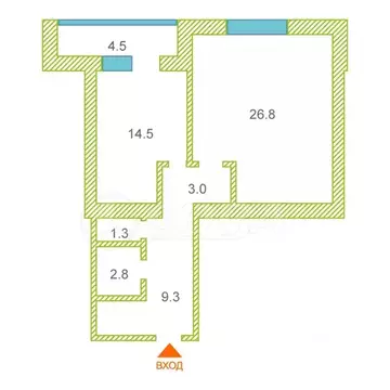 1-к кв. Тюменская область, Тюмень ул. Василия Гольцова, 10 (57.7 м)