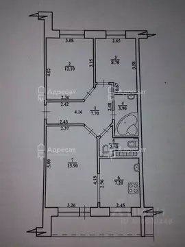 3-к кв. Волгоградская область, Волгоград ул. Одоевского, 59 (58.0 м)