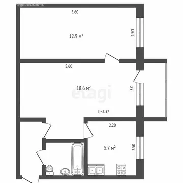 2-комнатная квартира: Омск, Нефтезаводская улица, 26 (43 м)