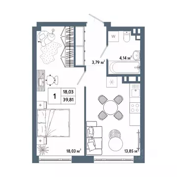 1-к кв. Башкортостан, Уфа 42-й кв-л,  (39.91 м)