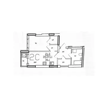 2-комнатная квартира: Уфа, улица Рихарда Зорге, 13/1 (36 м)