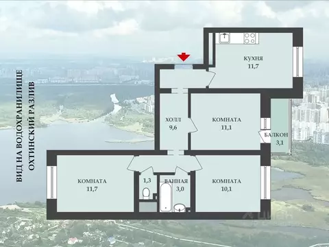3-к кв. Санкт-Петербург ул. Пахомовская, 26 (58.5 м)