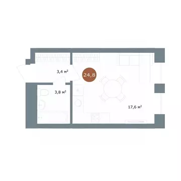 Студия Новосибирская область, Новосибирск ул. Костычева, 19/1 (24.8 м)