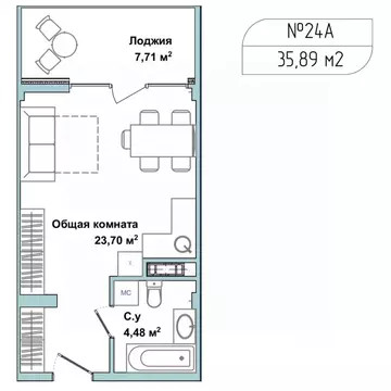 1-к кв. Севастополь ул. Летчиков, 10к4 (35.1 м)