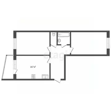 Квартира, 2 комнаты, 63.1 м