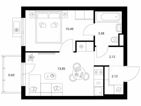 1-комнатная квартира: деревня Новое Девяткино, жилой комплекс Заречный ...