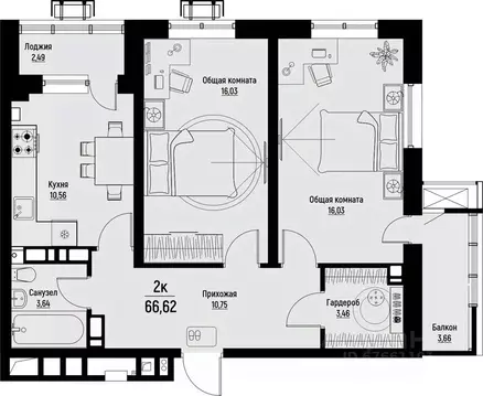 2-к кв. Ставропольский край, Пятигорск Скачки мкр,  (66.62 м)