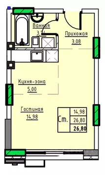 1-к кв. Алтайский край, Заринск 1-й мкр,  (26.8 м)