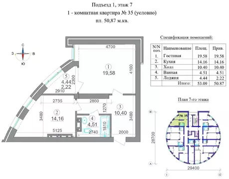 1-к кв. Северная Осетия, Владикавказ 18-й мкр,  (50.87 м)
