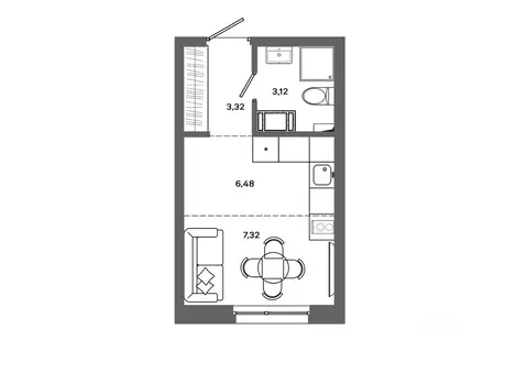 Студия Ханты-Мансийский АО, Сургут ул. Ивана Захарова, 14 (20.24 м)