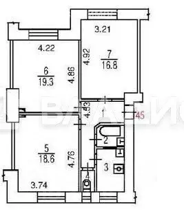 3-комнатная квартира: Москва, Спартаковская улица, 19с2 (71.7 м)