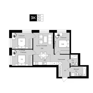 3-к кв. Башкортостан, Уфа ул. Ленина, 192 (73.3 м)