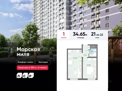 1-к кв. Санкт-Петербург Морская миля жилой комплекс (34.65 м)