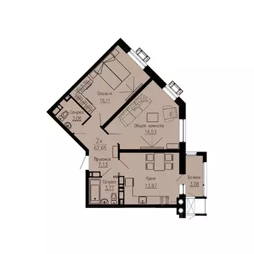 2-к кв. Ставропольский край, Пятигорск Скачки мкр,  (62.65 м)