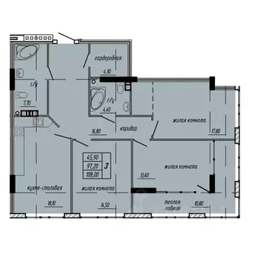 3-к кв. Ивановская область, Иваново ул. Орбитальная, 5 (108.0 м)