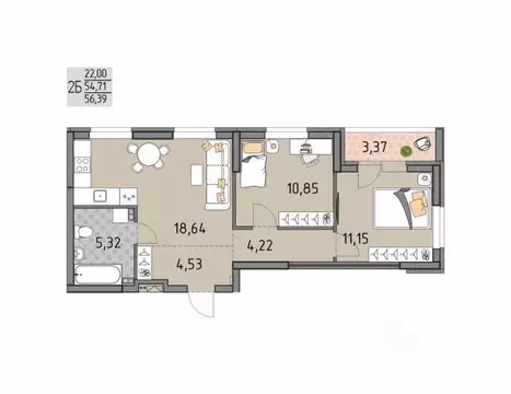 2-к кв. Свердловская область, Екатеринбург Юго-Западный жилрайон, ...