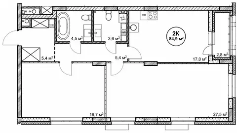 2-комнатная квартира: Нижний Новгород, посёлок Cовхоза Цветы (84.9 м)