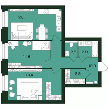 2-к кв. Чувашия, Чебоксары просп. Чебоксарский (78.6 м)