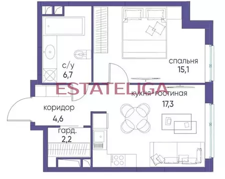1-к кв. Москва ул. Нижние Мневники, 7 (46.0 м)