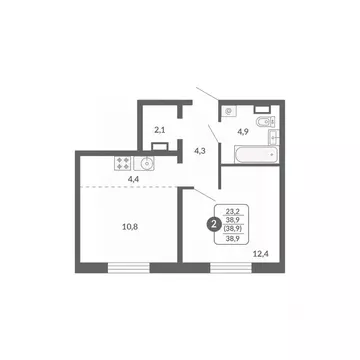 2-к кв. Кировская область, Киров ул. Потребкооперации, 34 (38.9 м)
