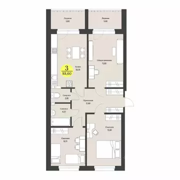 3-к кв. Ставропольский край, Ставрополь Лесная ул., 204 (88.6 м)