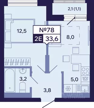 2-к кв. Саха (Якутия), Якутск ул. Новопортовская, 1Д (33.6 м)