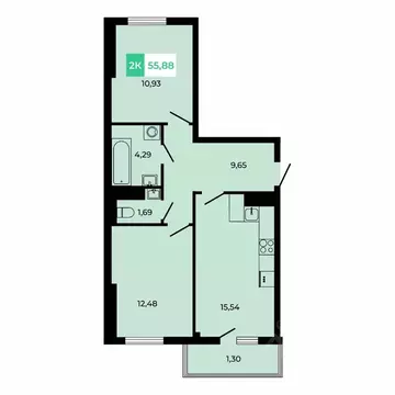 2-к кв. Ростовская область, Аксайский район, Щепкинское с/пос, пос. ...