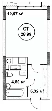 Студия Нижегородская область, Нижний Новгород ул. Родионова (28.99 м)