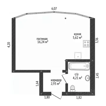 Студия Башкортостан, Уфа ул. Менделеева, 137 (29.0 м)