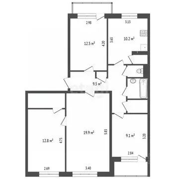 4-к кв. Вологодская область, пос. Перьево пер. Школьный, 3 (83.0 м)
