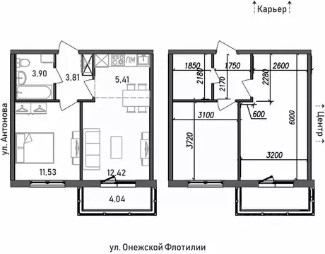 2-к кв. Карелия, Петрозаводск Флотилия жилой комплекс (41.11 м)