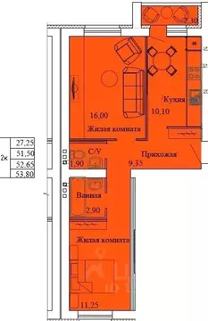 2-к кв. Ивановская область, Кохма Просторный мкр,  (53.8 м)