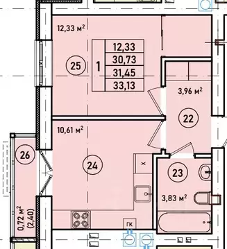 1-к кв. Калининградская область, Гурьевск Новая Резиденция жилой ...
