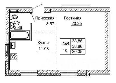 1-к кв. Алтайский край, Барнаул ул. Никитина, 41 (38.86 м)