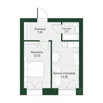 1-к кв. Свердловская область, Екатеринбург ул. Амундсена, 165 (37.3 м)