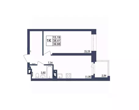 1-к кв. Башкортостан, Уфа Космос жилой комплекс, лит1 (39.75 м)