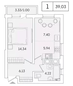 1-к кв. Ленинградская область, Мурино Всеволожский район, ул. ...
