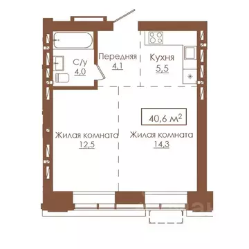 2-к кв. Алтайский край, Барнаул ул. Гущина, 173Б (40.7 м)