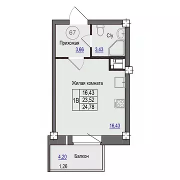 1-к кв. Псковская область, Псковский район, Завеличенская волость, д. ...