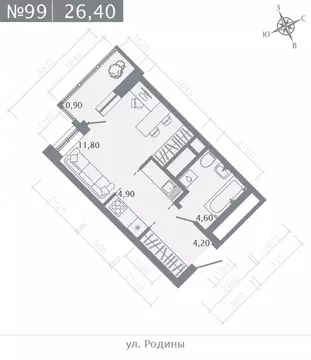 Студия Татарстан, Казань ул. Родины, 27Б (26.4 м)